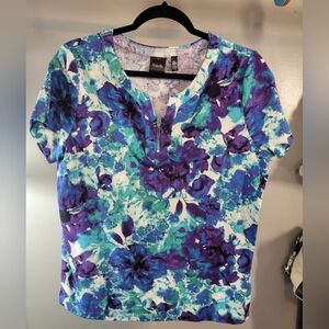 Rafaella Blue and Purple Short Sleeve Blouse